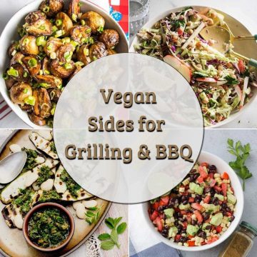 a collage of photos for grilling sides with text.
