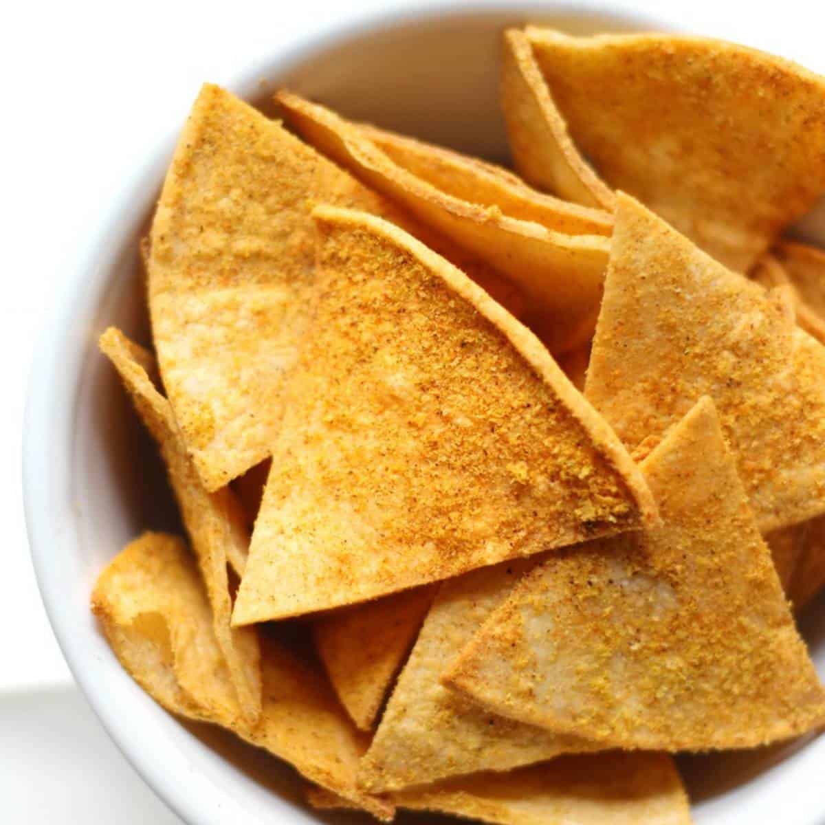 tortilla chips dusted with seasoning.