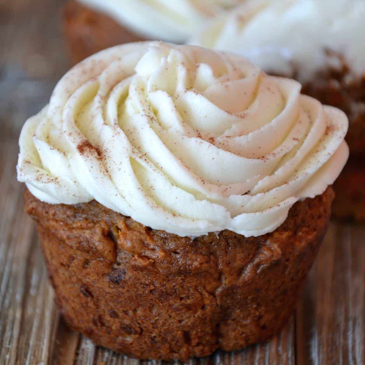 texture of carrot cake cupcake and icing.