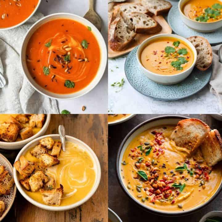 collage of four soup photos.