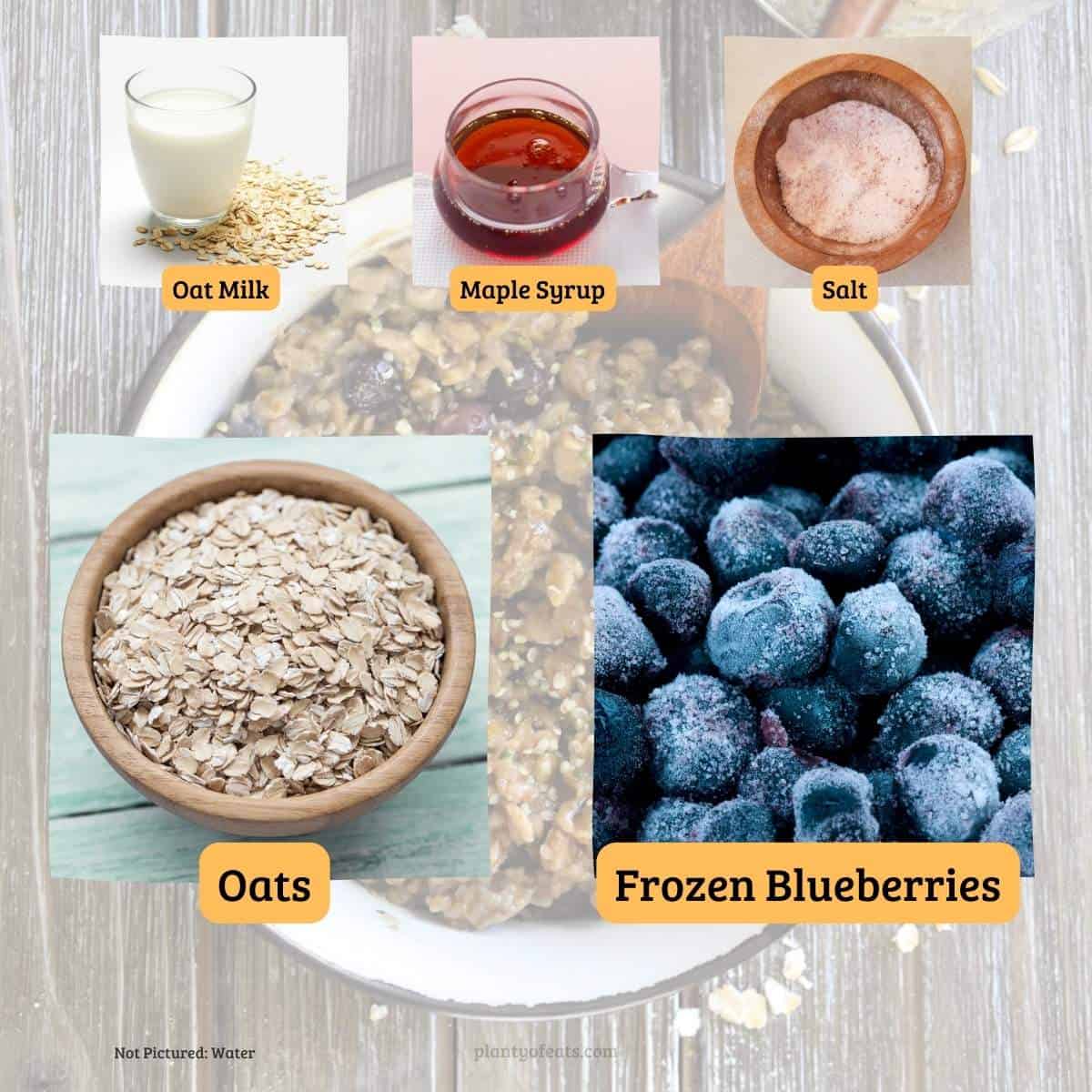 ingredients for blueberry oatmeal.